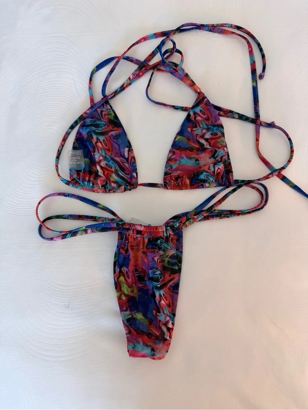 Multicolor Marble Print Triangle Bikini Set - Women - Picture 6 of 6